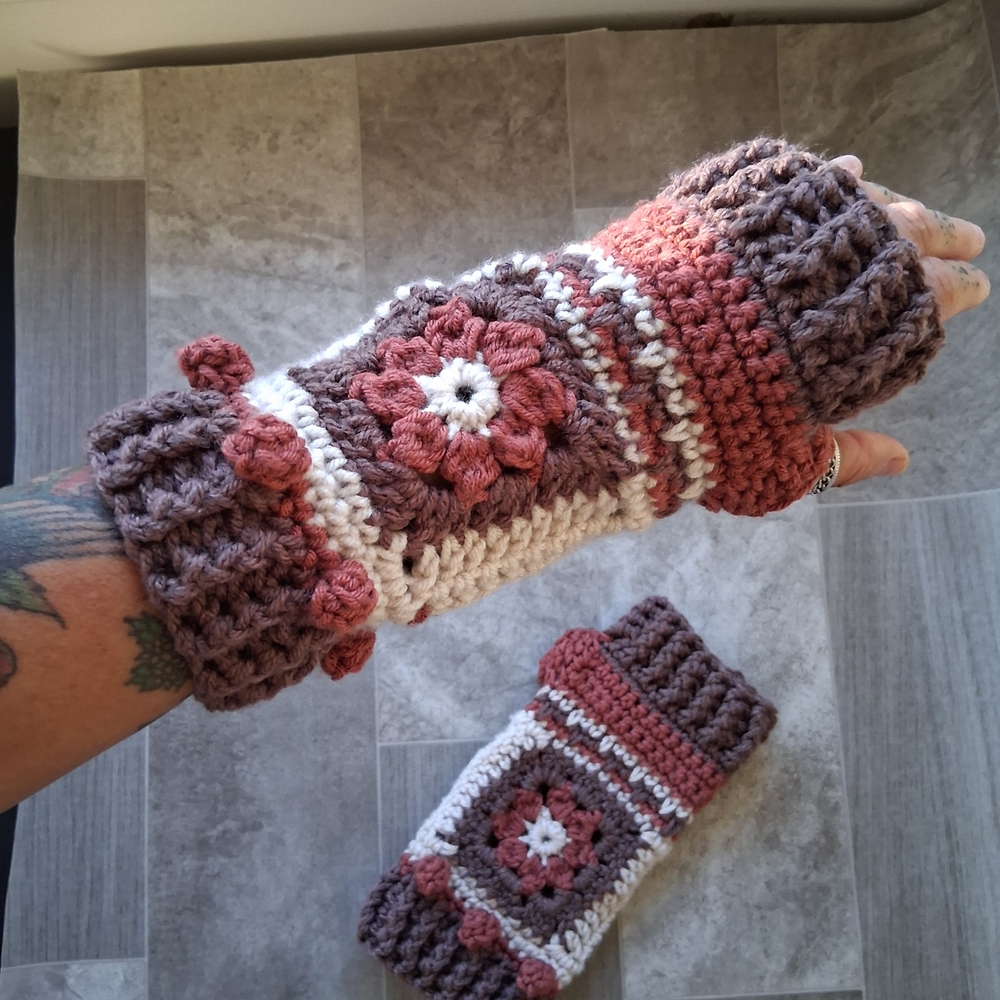 Chunky Crochet Fingerless Gloves, Hippie, Boho, Unique